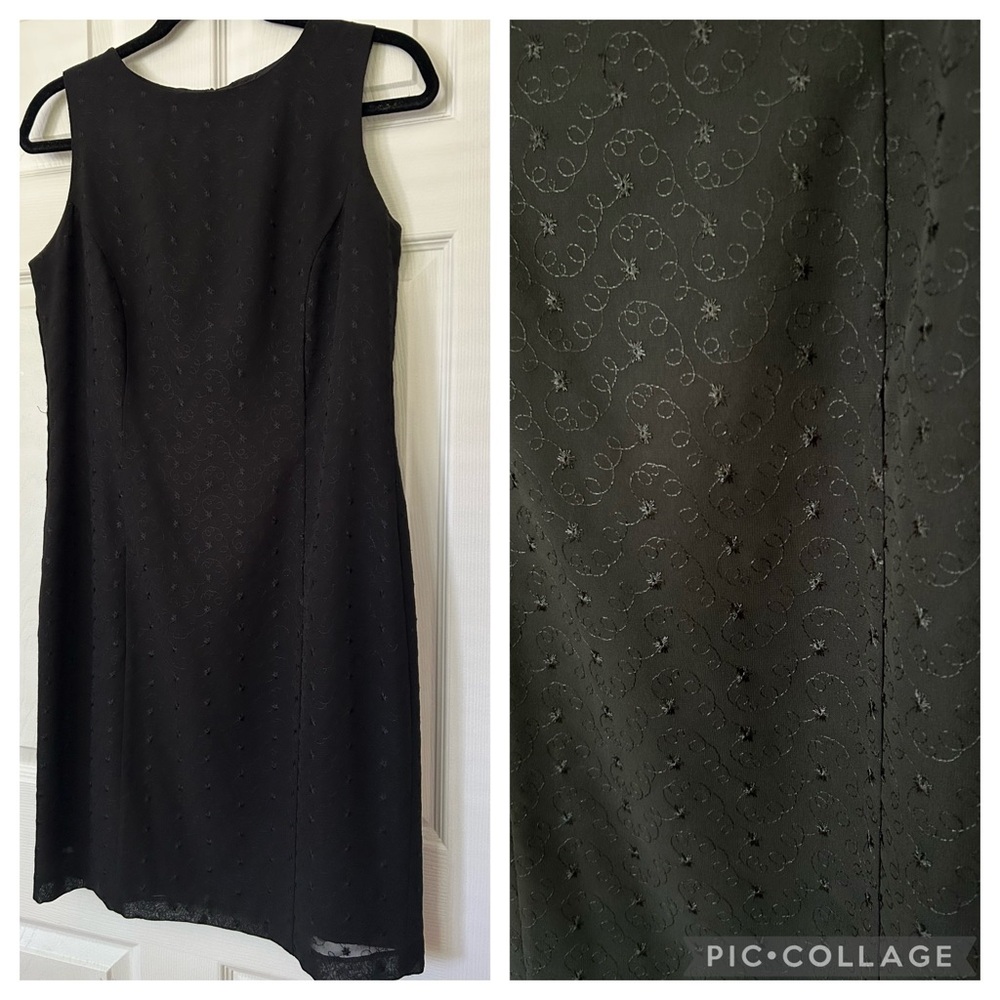Vintage Sleeveless Embroidered Little Black Deess